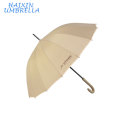 Logo personnalisé fait sur commande de parapluie long beige de la poignée 16br de solides de Sombrillas pour la fabrication des hommes par China Parasol usine